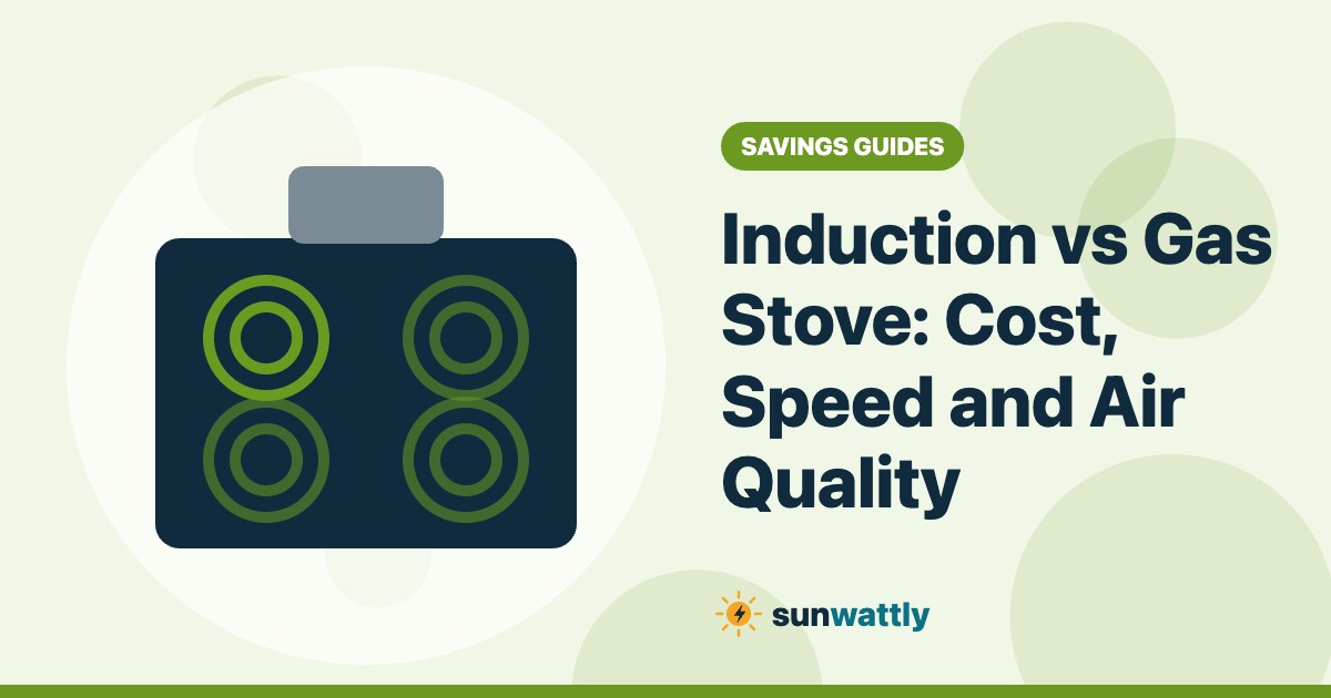 Illustrated header: Induction vs Gas Stove: Cost, Speed and Air Quality